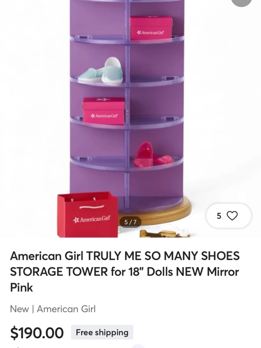 American Girl Purple and Gold Shoe Storage Tower - Picture 5 of 5